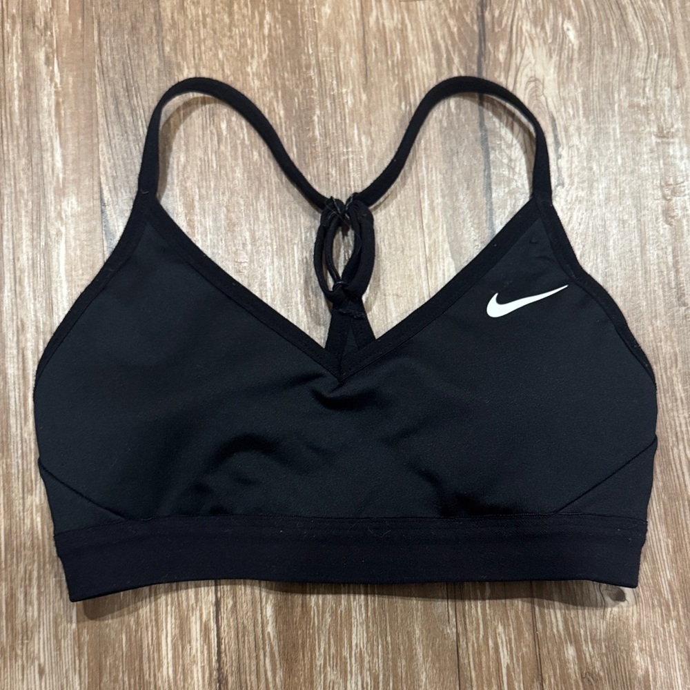 Nike Women's Black Sports Bra with White Logo